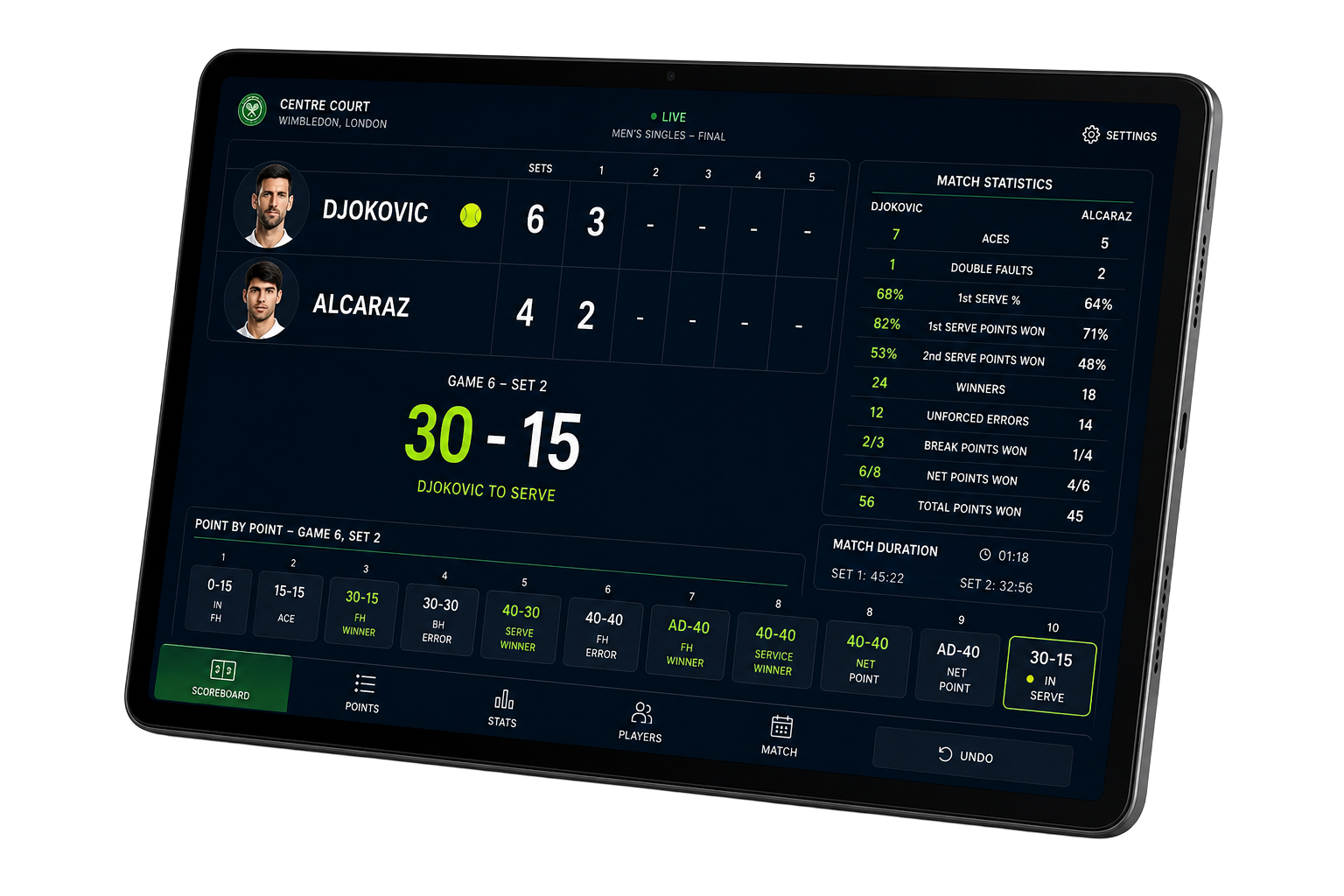 Aperçu Umpire sur tablette